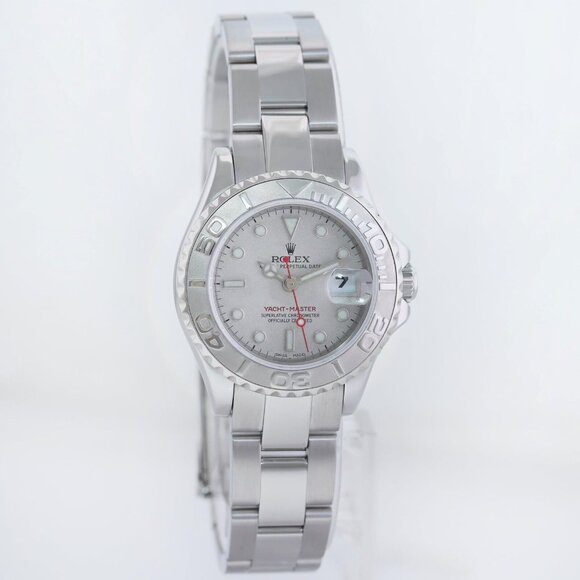 50% OFF! WOMENS ROLEX PLATINUM YACHT MASTER WATCH WITH BOX